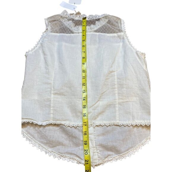 Millau Womens Lace Trim‎ Sheer Sleeveless Button-Up Top M NWT - Picture 7 of 7